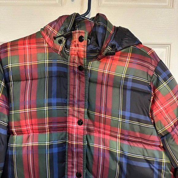 Women’s Obey Plaid Tartan Puffer Coat Medium - Picture 3 of 8